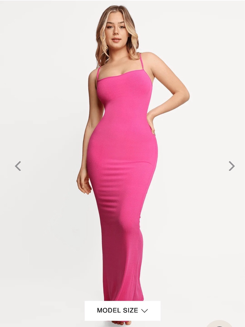 Popilush Built in Shapewear Fitted Spaghetti-Strap Maxi Dress in Hot Pink